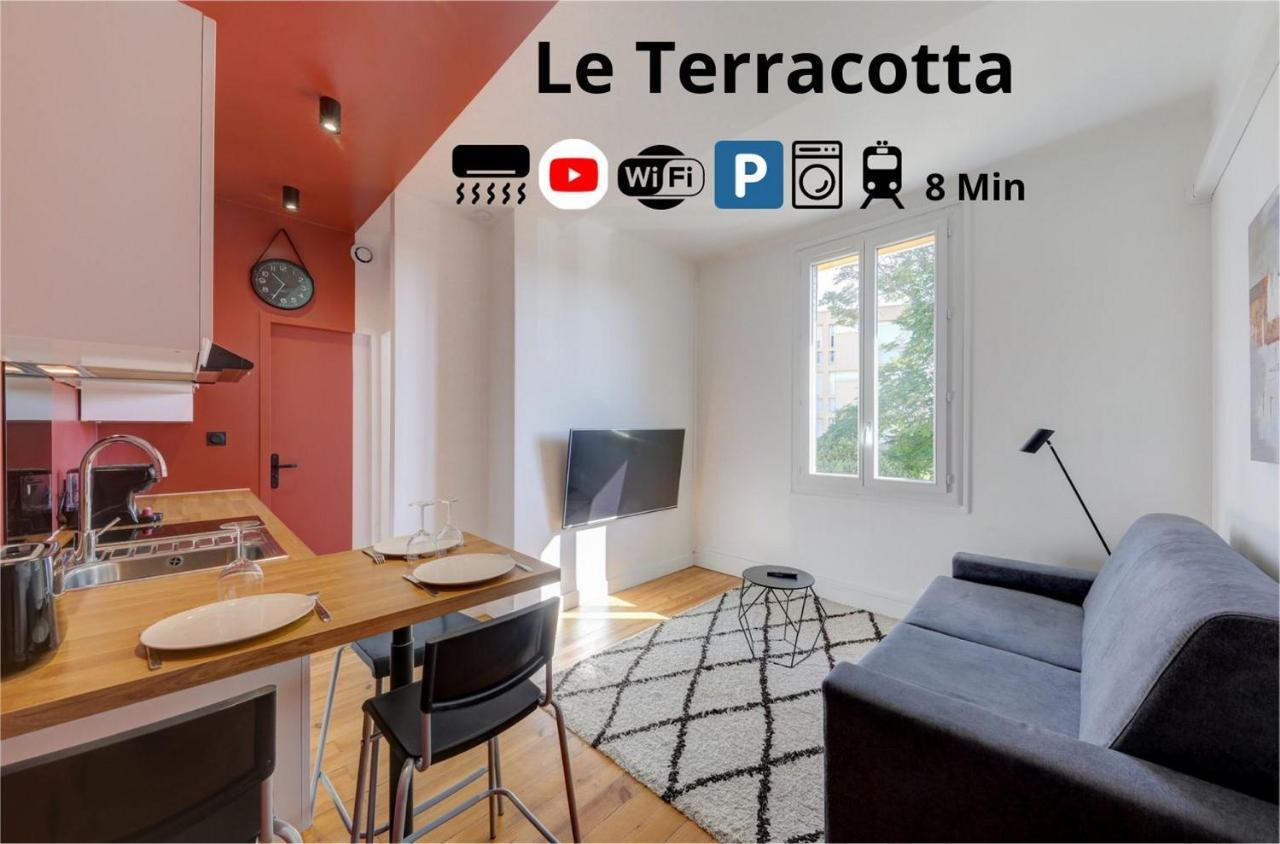 Appartement Terracotta-T2-Clim-Parking Gratuit Prive à Pierre-Bénite Extérieur photo